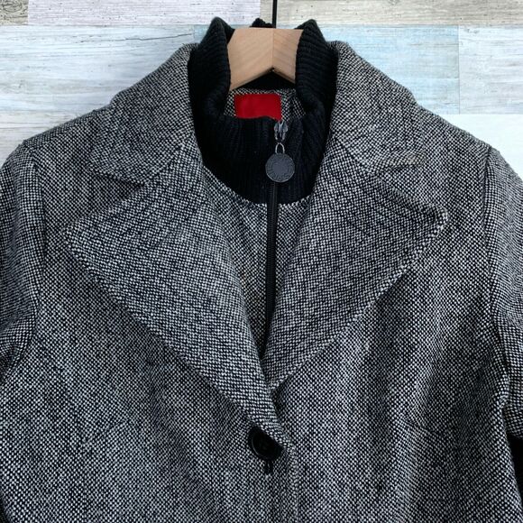 Esprit Wool Blend Tweed Peacoat Gray Button Zipper Front Lined Womens Medium - Picture 2 of 7